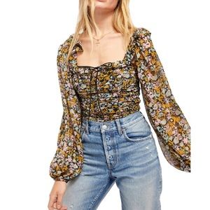 Free People Printed Blouse XS